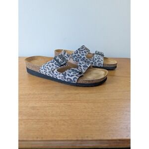 Naot‎ Santa Barbara Leopard Print Suede Slide Sandals 42 Cork Footbed Israel